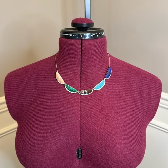 Ann Taylor loft watermelon stone rainbow statement necklace in silver - Picture 1 of 5